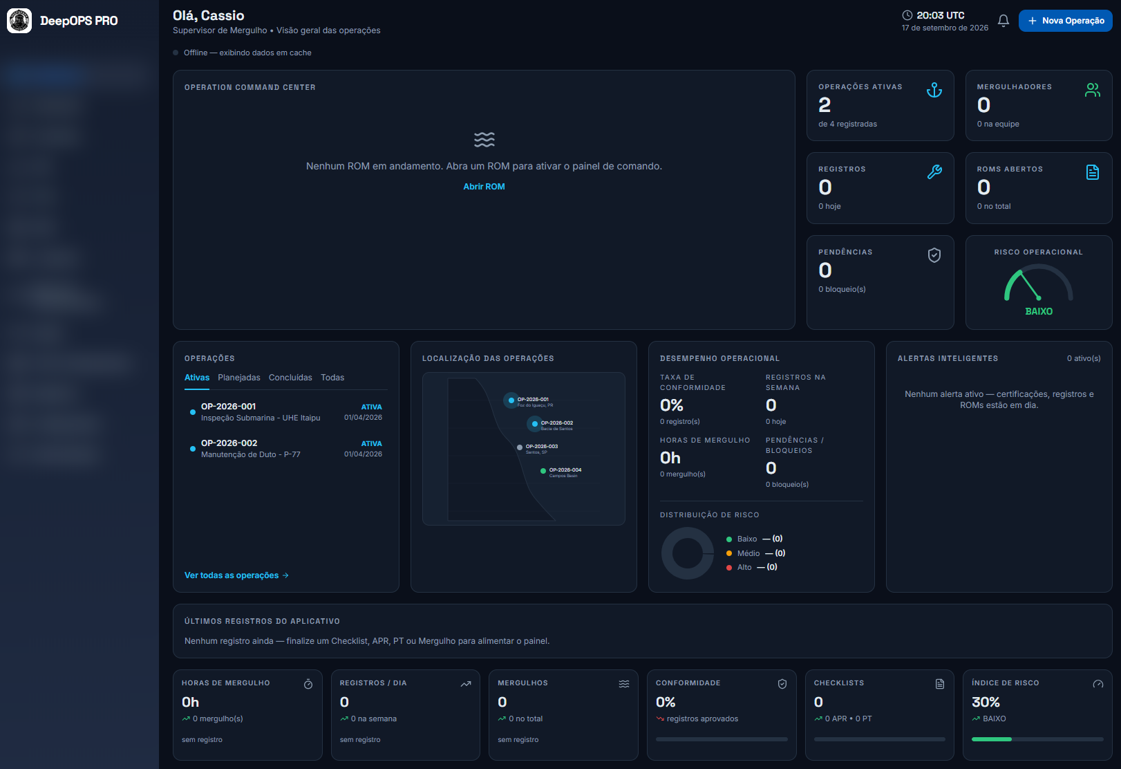 Dashboard real do DeepOPS PRO